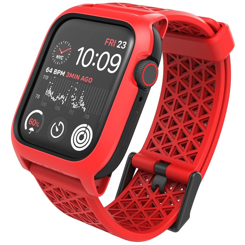 Catalyst Case- Designed for Apple Watch Series SE 2022, Series 6/5 and 4 44mm, Buckle Edition, Drop Proof 9.9ft, Sport Band, Breathable, Rugged, Free Microfiber Cloth is included- Flame Red - Image 1